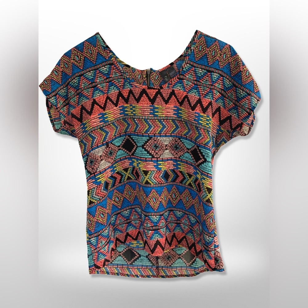 FUN & FLIRT • Tribal Patterned Polyester Top